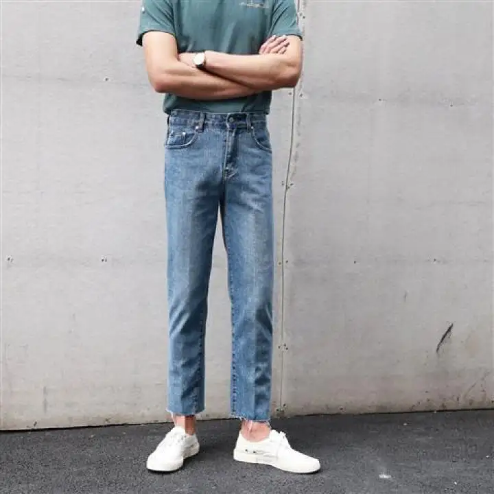 light blue denim pants mens