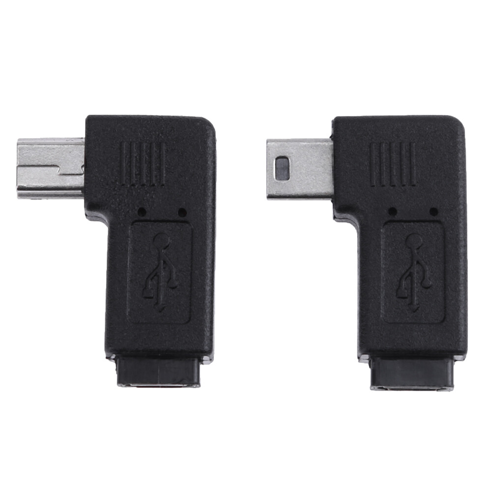2 Chiếc Đầu Nối Chuyển Đổi Micro USB Cái Sang Mini USB Đực 90 Độ