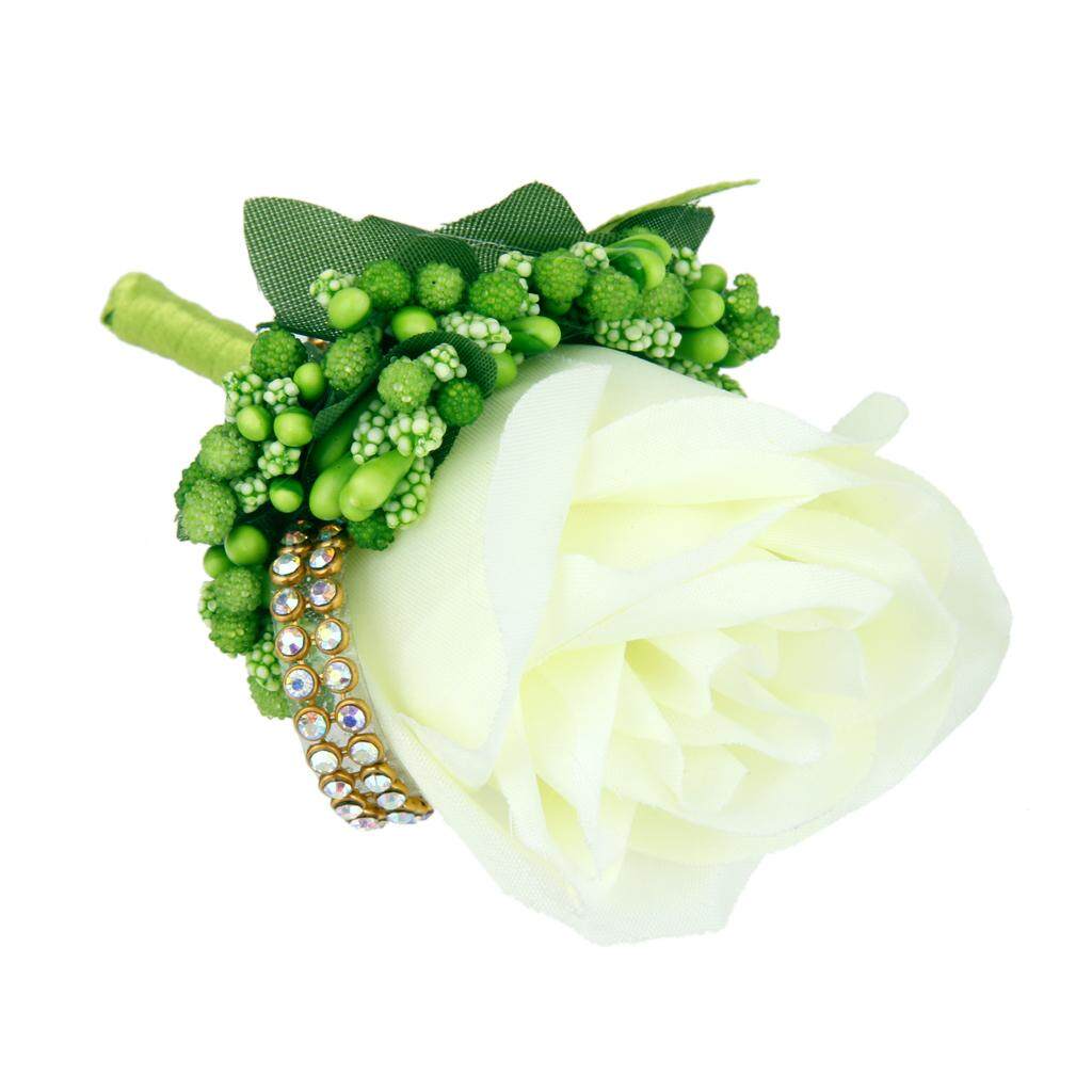 5x Wedding Bouquet Groom Men Tuxedo Rose Brooch Pin Silk Flower Corsage