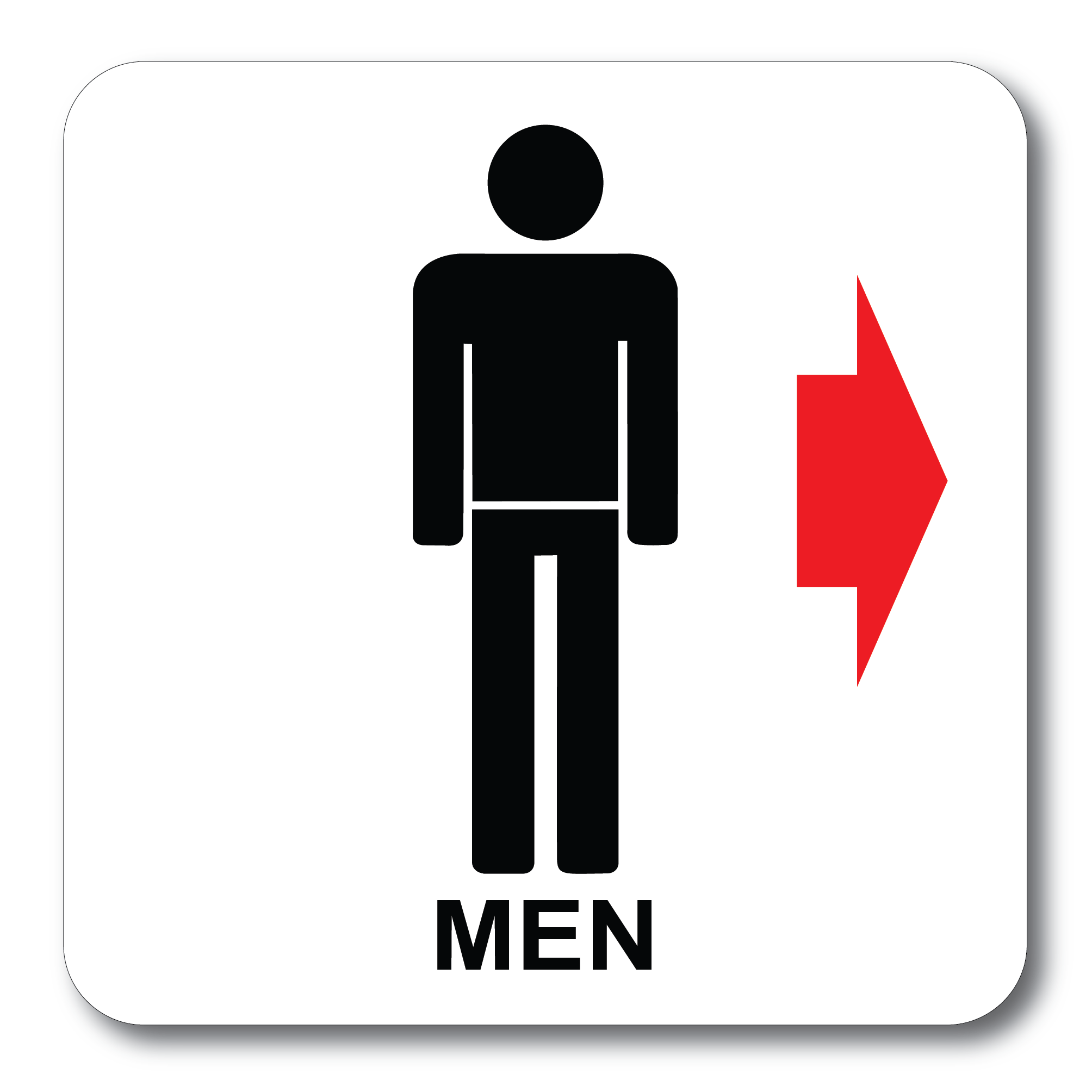 MEN TOILET WITH ARROW SIGN RIGHT PP SIGN BOARD 150X150MM | Lazada