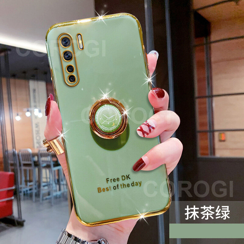 Dành Cho OPPO Reno3 / OPPO Ốp Lưng A91 + Giá Đỡ Nhẫn Giá Đỡ Ngón Tay, Ốp Mạ Siêu Mỏng Sáng Bóng Sang Trọng Ốp Lưng Điện Thoại Bằng Silicon TPU Mềm Vỏ Bảo Vệ Chống Sốc Cho Nữ Nữ