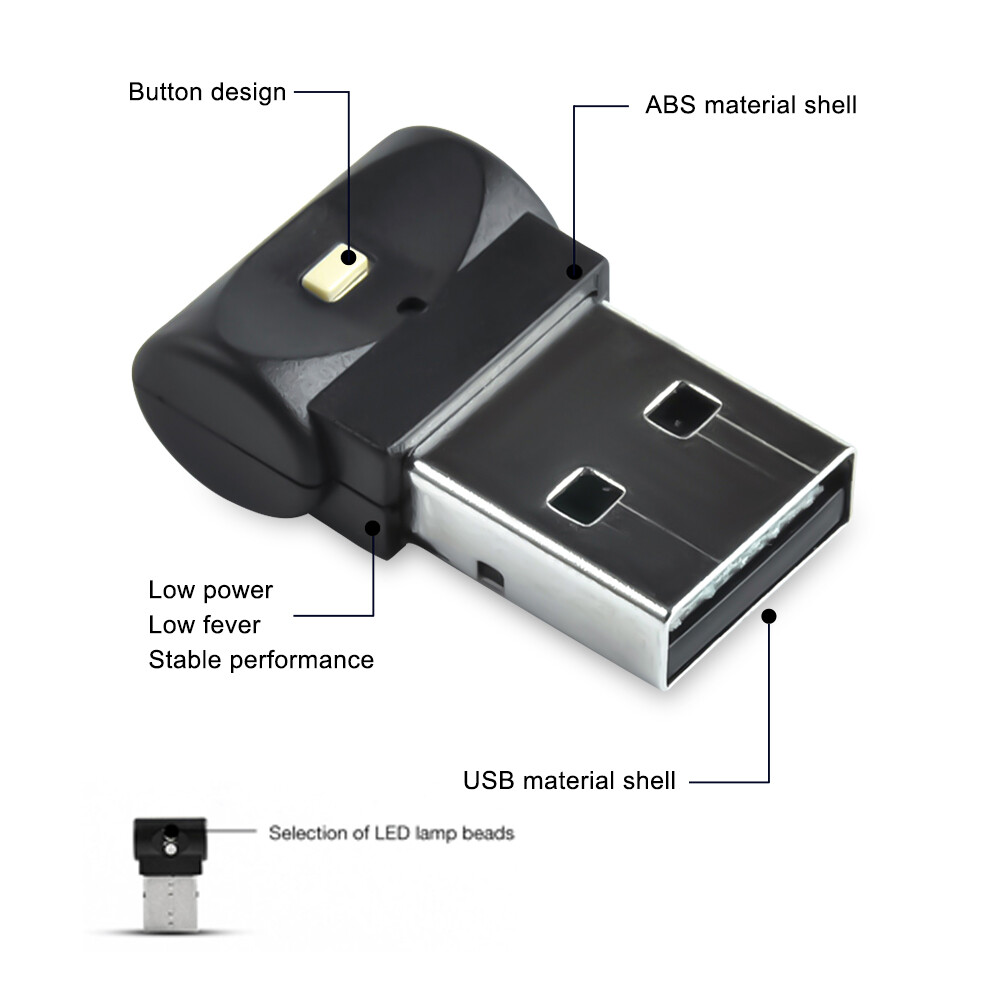 EKLEVA Đèn LED Xe Hơi Mini USB, Đèn Tạo Không Khí Nội Thất Ô Tô Đèn Trang Trí, Đèn Khẩn Cấp Đèn Tự Động Nhiều Màu Cho PC Phụ Kiện Xe Hơi