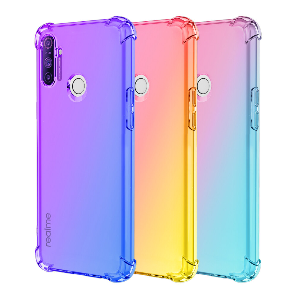 Cho OPPO Realme C3, Ốp Lưng Màu Chuyển Sắc Ốp Điện Thoại Silicon TPU Mềm, Túi Khí Nắp Lưng Ốp Chống Sốc