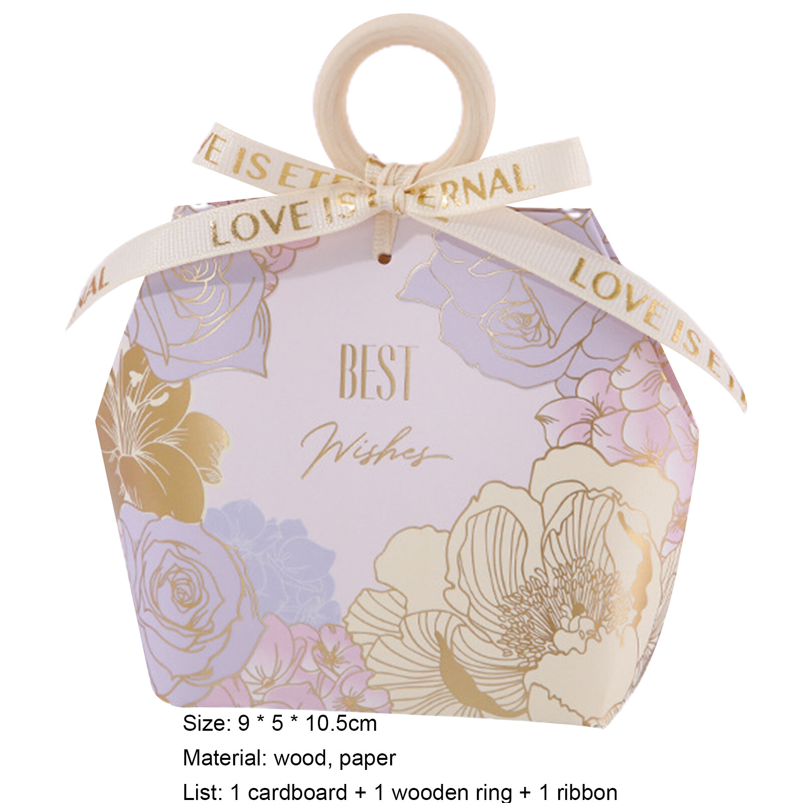 【Gift decoration】1 Set Nice-looking Candy Box Handle Design Paper Flower Pattern Gifts Storage Case for Wedding
