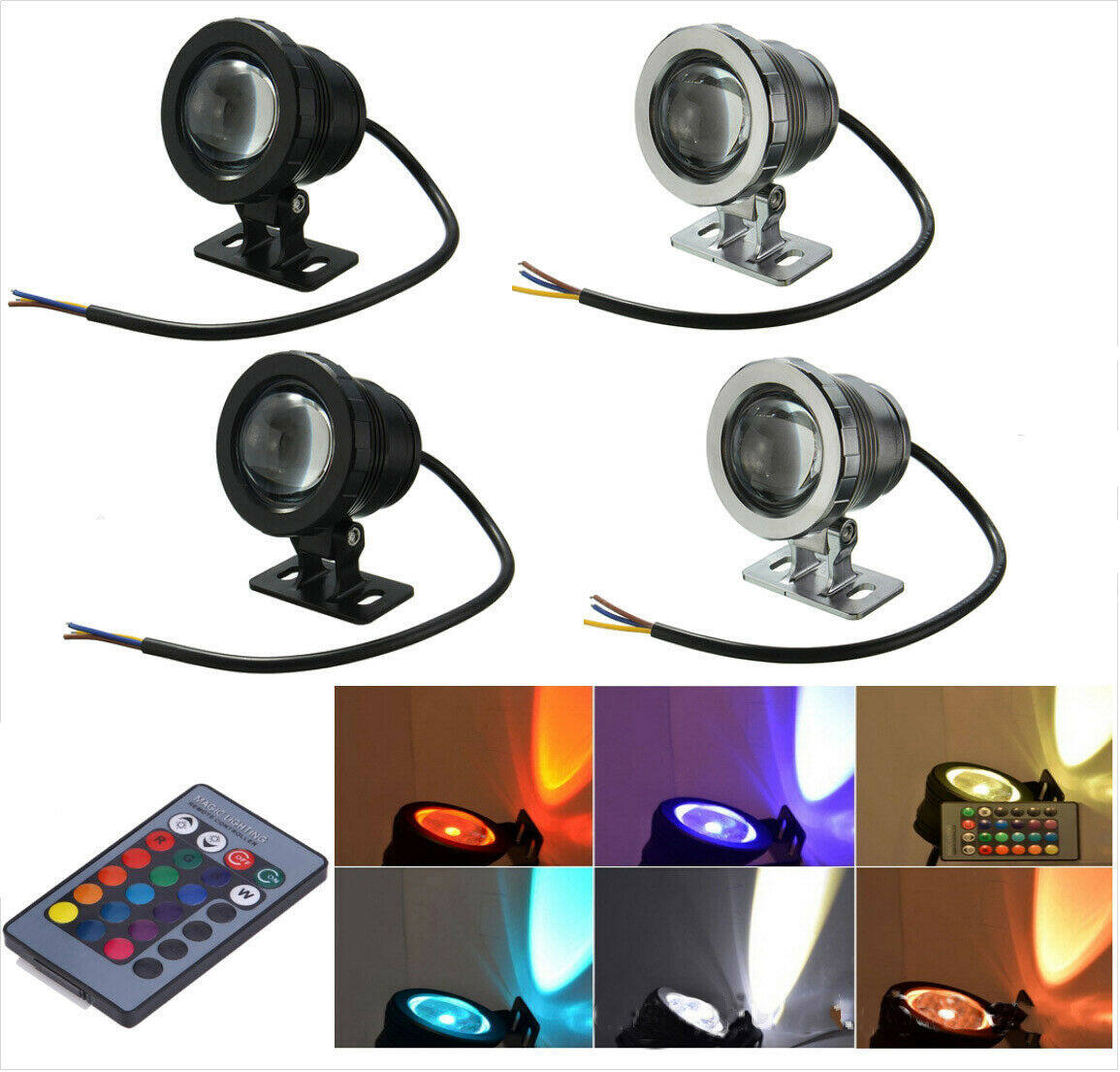 ERANPO Waterproof RGB LED Flood Light Underwater Fountain Pool Pond Aquarium Spotlight Bulb Lamp Outdoor Garden 12V 220V 10W 15W
