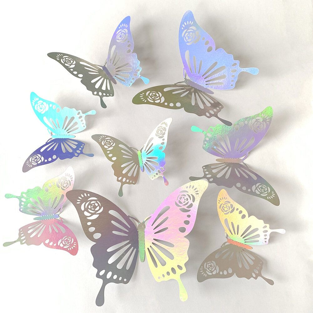 12pcs 3D Effect Crystal Butterflies Wall Sticker for Kids Room Wall Decal Home Decoration