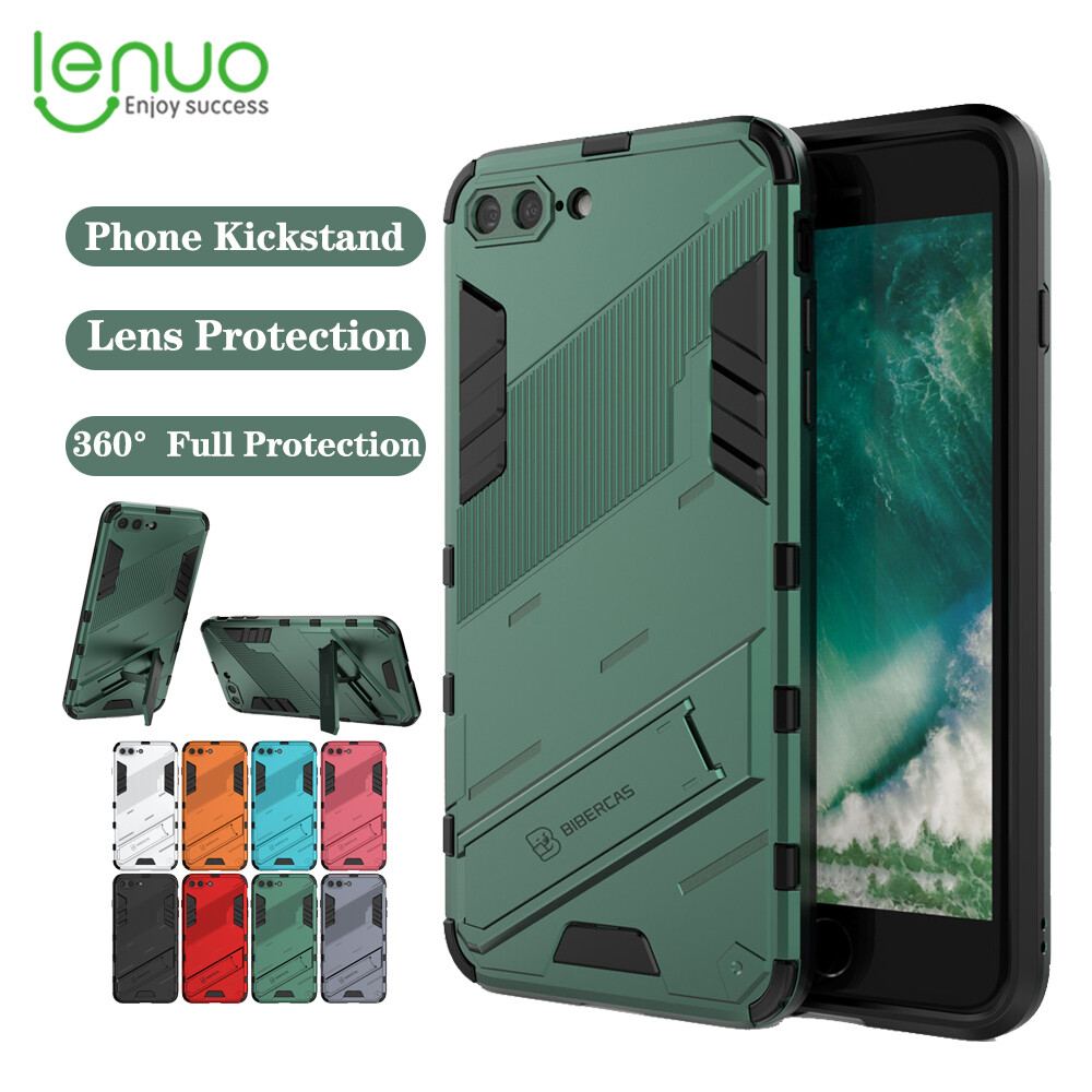 Lenuo Punk-Casing For iphone 7 Plus / 8 Plus Back Cover Eight-Color Anti-Fall And Anti-Slip Phone Bracket Lens Protection Cover Lovers Case