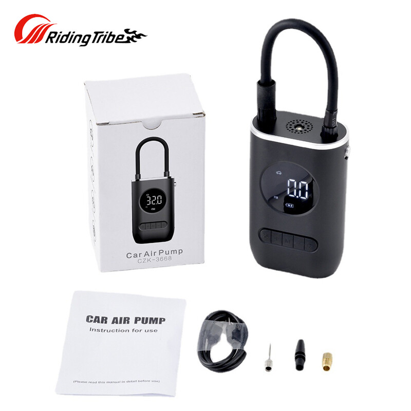 Riding Tribe Portable Mini Auto Inflatable Air Pump USB Type-C Rechargeable 4000mAh Battery Digital Display Car Air Compressor