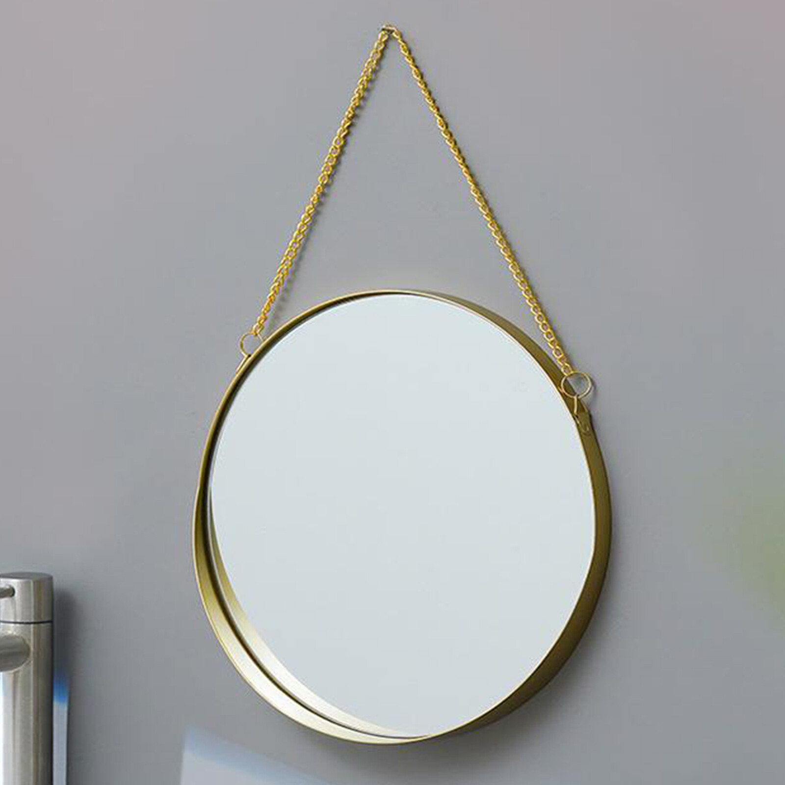Dolity Hanging Wall Mirror Round Wall-Mounted Makeup Dressing Room Decor, Gold Frame