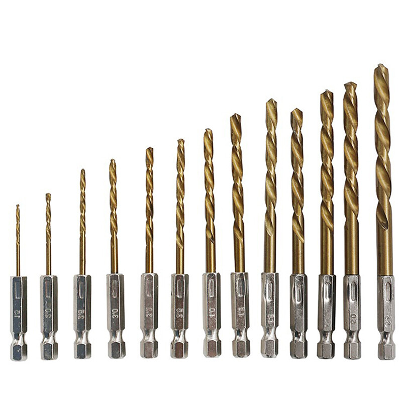 13Pcs 1/4 Hex Shank 1.5-6.5mm Drill Bits HSS High Speed Steel Drill Bit Set Tool