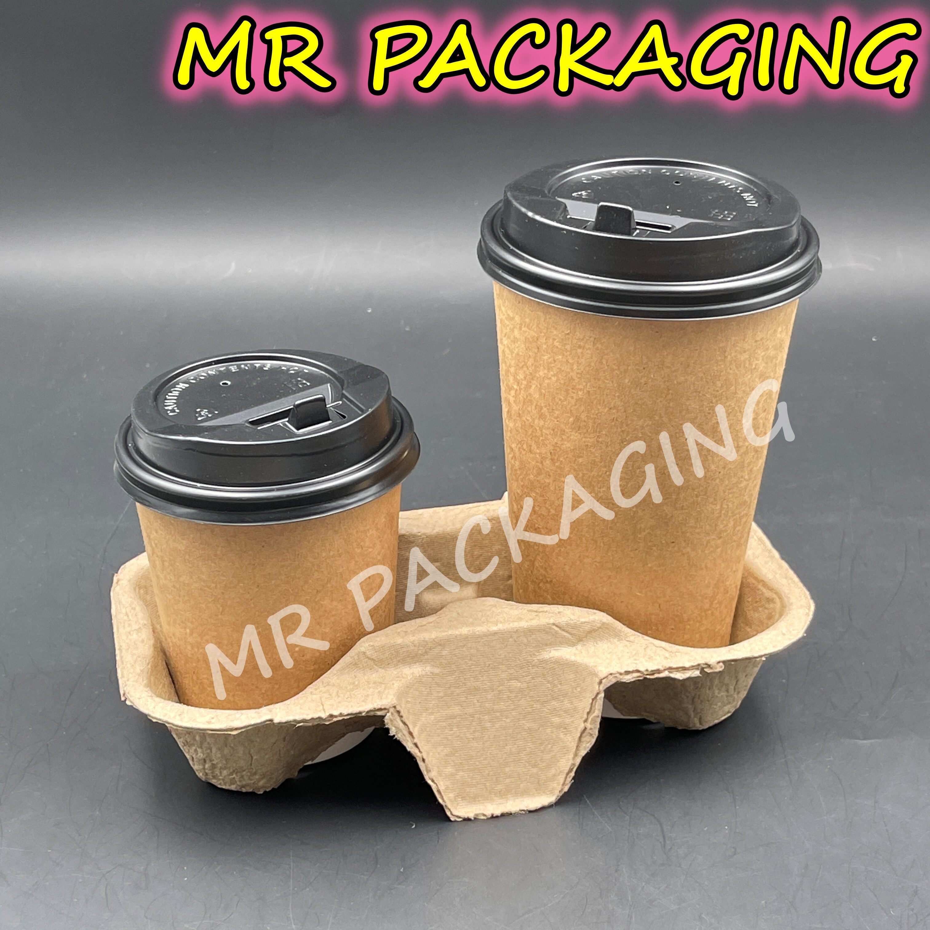 Paper Cup Holder [ 100pcs± ] 2 cups Disposable Pulp Plastic Holder ...
