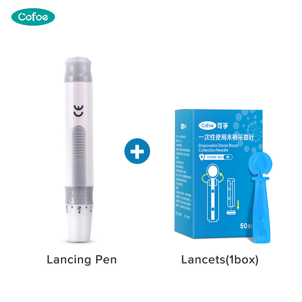 Cofoe Lancing Devices + 50 Lancets Diabetic Testing Pen Adjustable