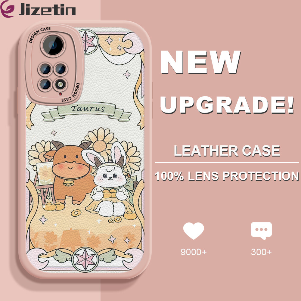 Jizetin Leather Casing For Xiaomi Redmi Note 11 Note 11 5G Note 11 Pro+ 5G Note 11S Note 11T Pro Note 11T Pro+ Slim Skin Feeling Cartoon Animals Leather Back Casing Soft Silicone PU Leather Cover Phone Case