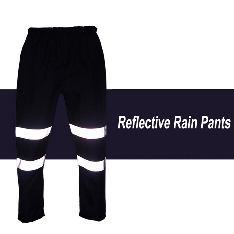 SFVest High Visibility Reflective Rain Pants Waterproof Windproof Work Rain Trousers Outdoor Traffic Hiking Riding Safety Warning