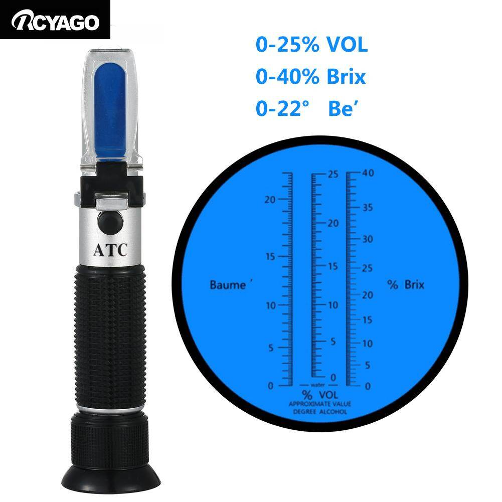 2019 New 3 In 1 Grape & Alcohol Refractometer 0-25%Vol , 0-40%Brix,0-22Baume