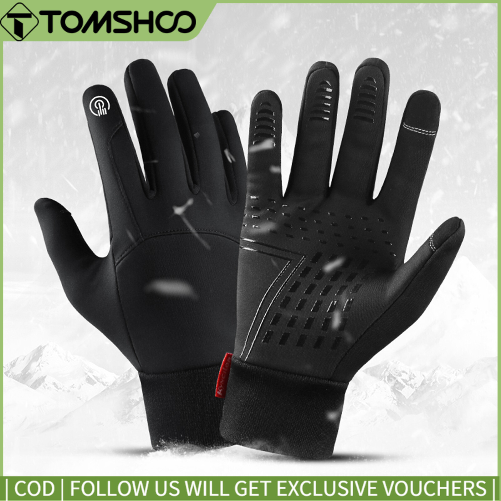 Winter Men Women Cycling Gloves Waterproof Windproof Fleece Lining Touchscreen Anti-Slip Full-Finger Bicycle Skiing Gloves
