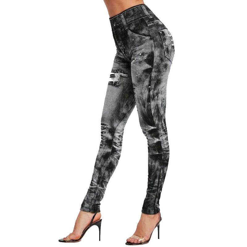 Adisputent Quần Legging Giả Jean Cạp Cao Quần Bút Chì Ôm Sát Ngoại Cỡ 3XL Không Đường May Co Giãn Dáng Ôm Quần Legging Chạy Bộ Tập Luyện Cho Nữ