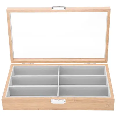 1Pc Wood Sunglasses Container Practical Glasses Storage Box with Transparent Lid