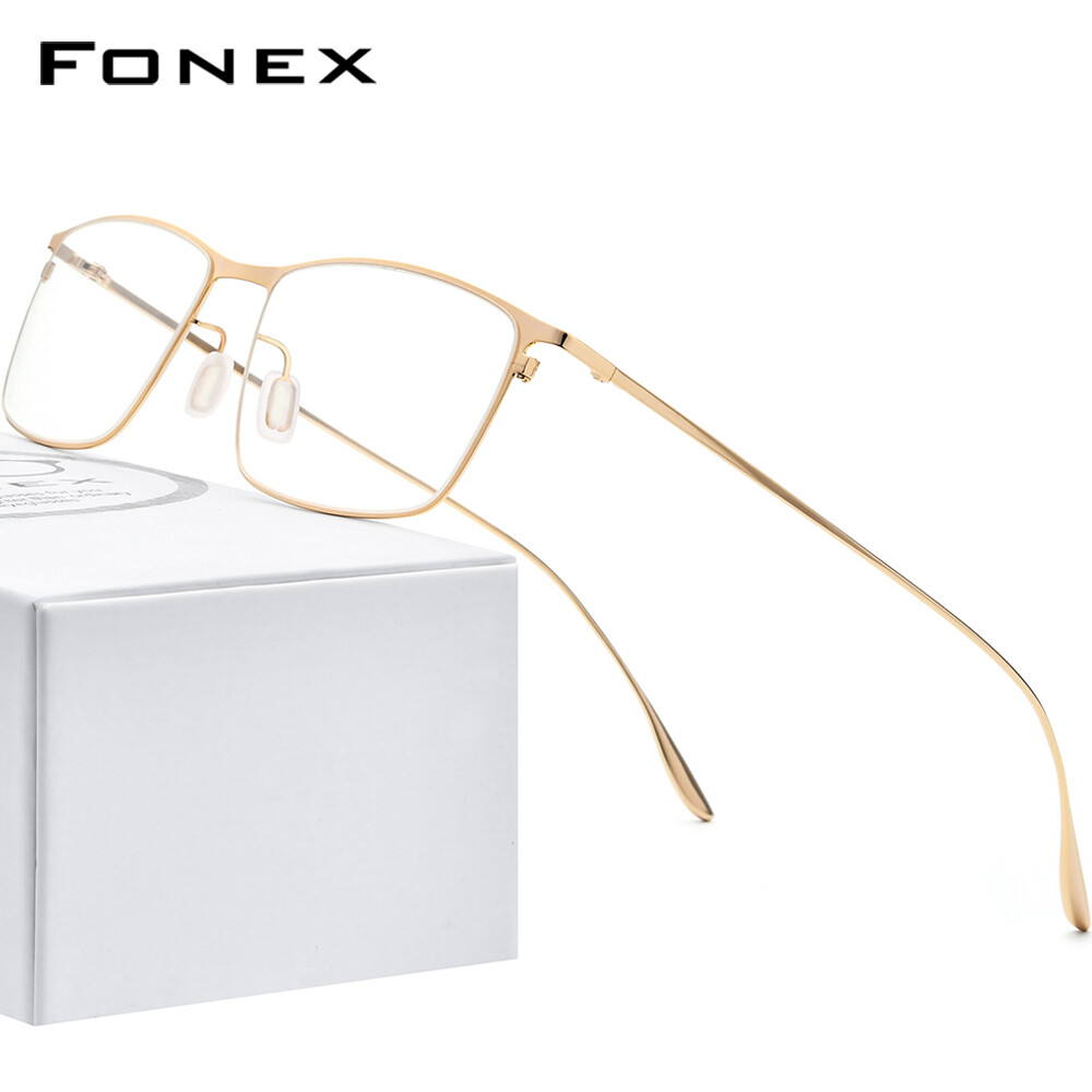FONEX Titanium Alloy Glasses Frame Men Square Eyeglasses Frames 2022 New Male Full Ultralight Optical Korean Style Rectangle Stylish Eyewear Singapore Branded 8105
