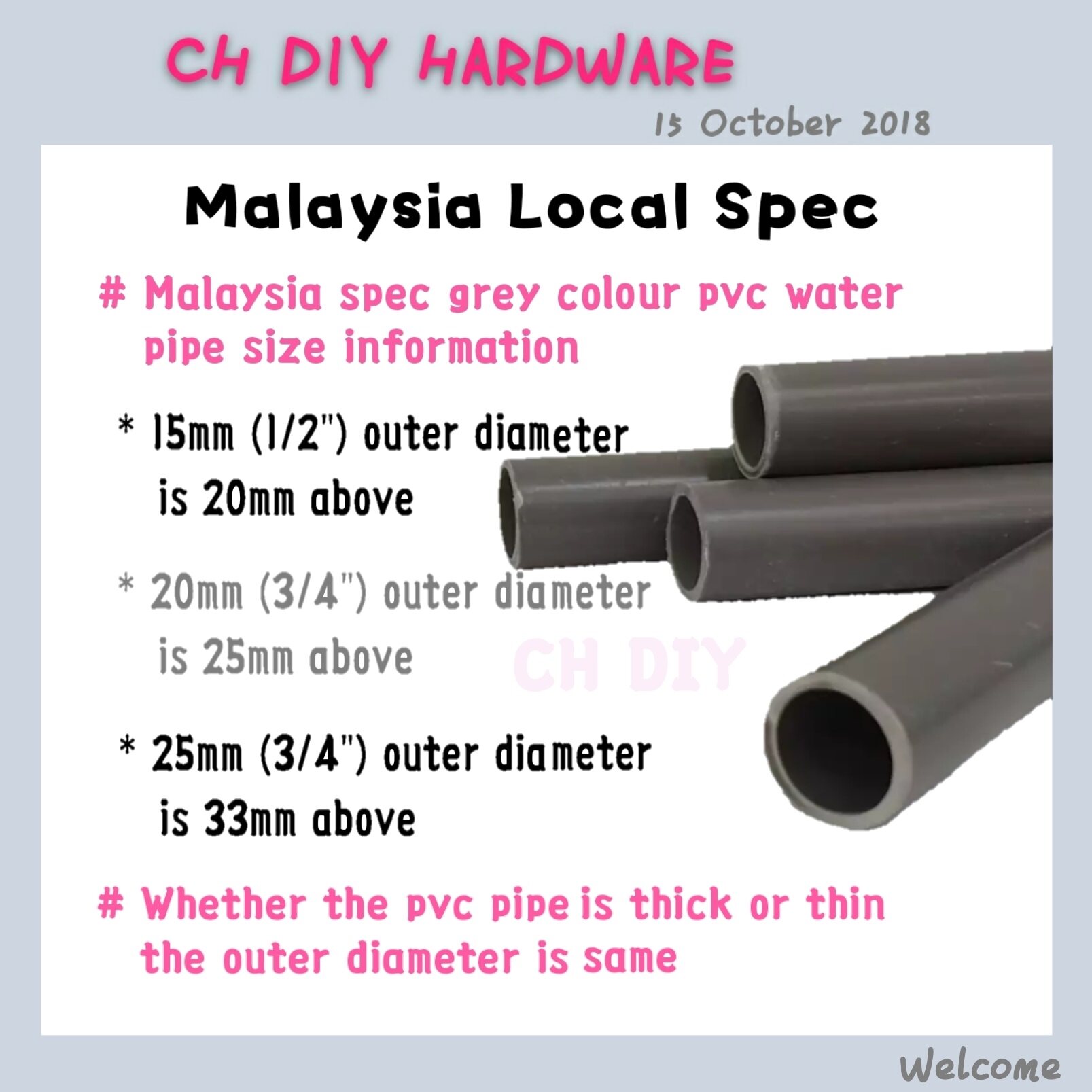 Malaysia Spec 15mm 1 2 Grey Colour PVC Water Pipe PVC Pipe Lazada