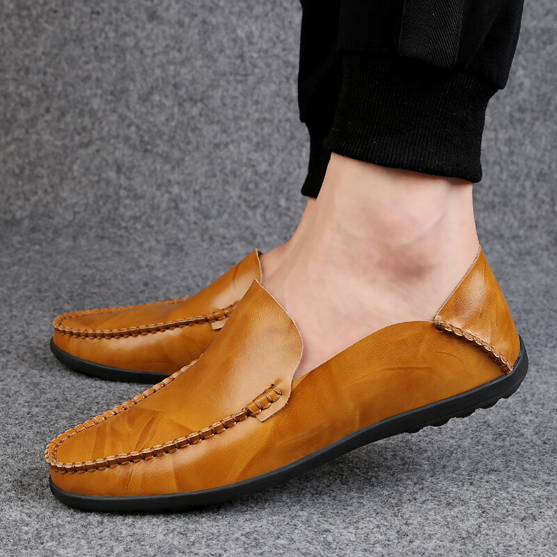 Men Cow Leather Shoes for Men Loafers Moccasins Shoes Casual Driving Shoes Slip on Flat Loafer Shoes Loafers for Men Leather Formal Shoes for Men Genuine Leather Black