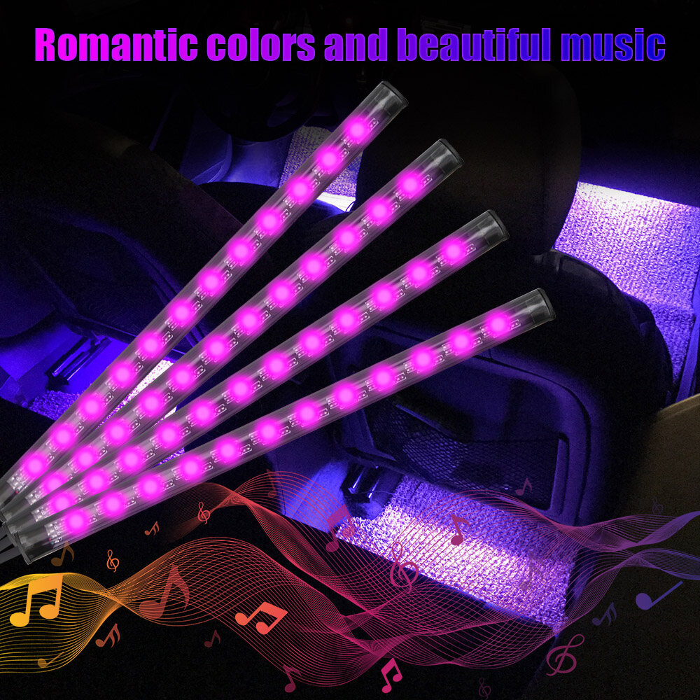 Đèn LED RGB Nội Thất Xe Hơi Ánh Sáng Xung Quanh Với USB Không Dây Điều Khiển Từ Xa Ứng Dụng Âm Nhạc Đèn Nhiều Chế Độ Đèn Trang Trí Neon