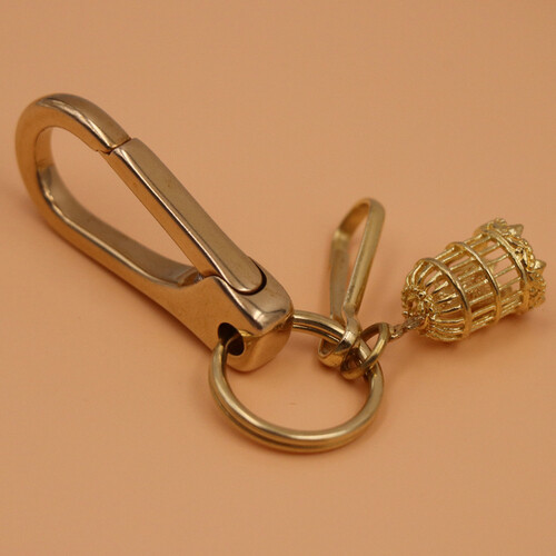 Brass Keychain Pendant Ornaments Handmade Pure Copper Brass Quick Open Buckle Key Ring Hollow Car Keychain Waist Buckle