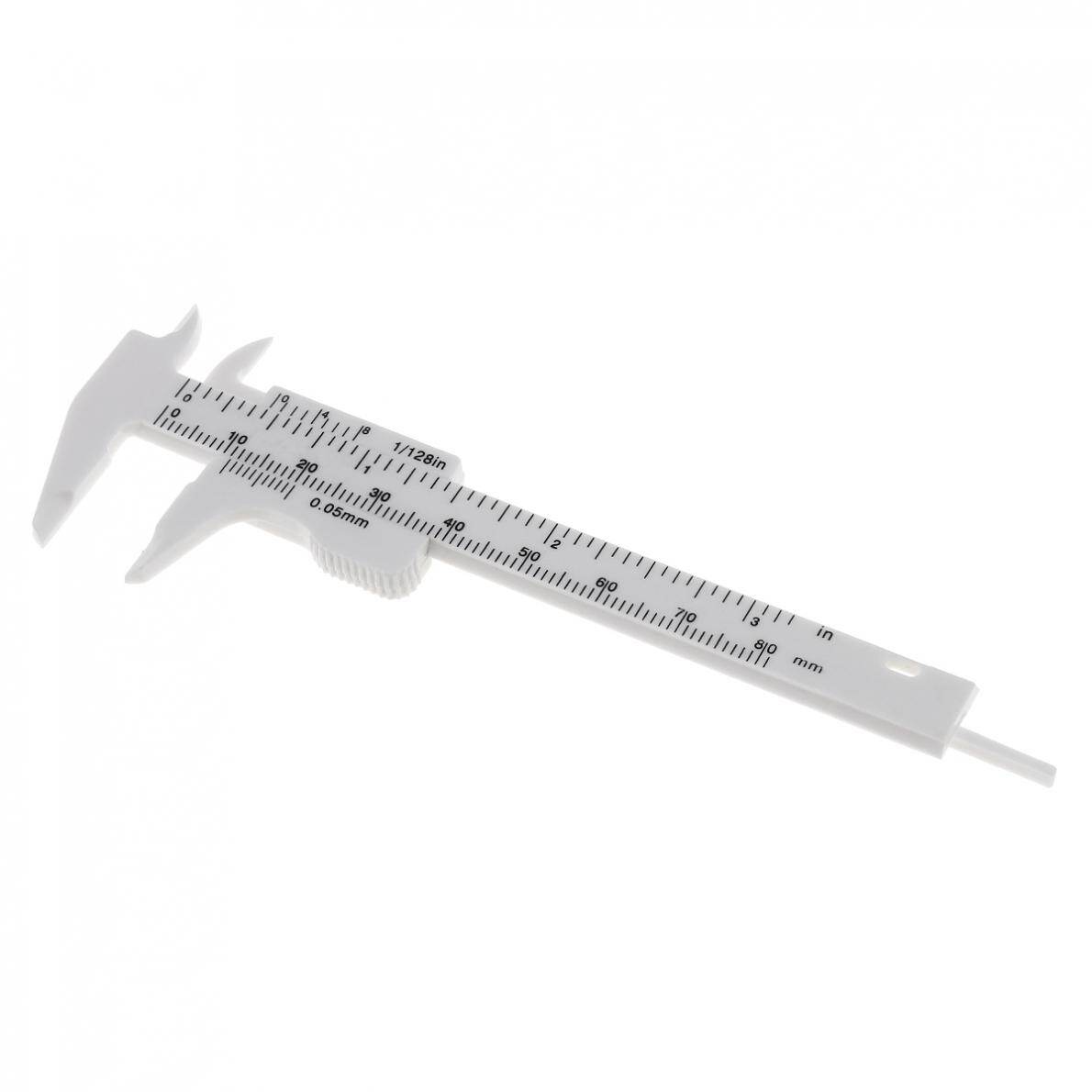 Thước Cặp Vecnê Nhựa Màu Trắng Cân Đôi 0-80Mm Với Số Đo Nhỏ