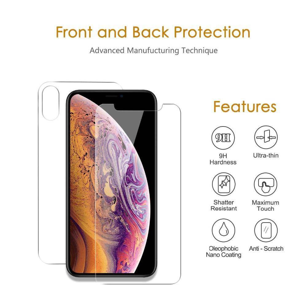 [SONGFUL] compatible with iPhone Xs Xs Max XR 7 8 Plus Front+Back Tempered Glass Screen Protectors