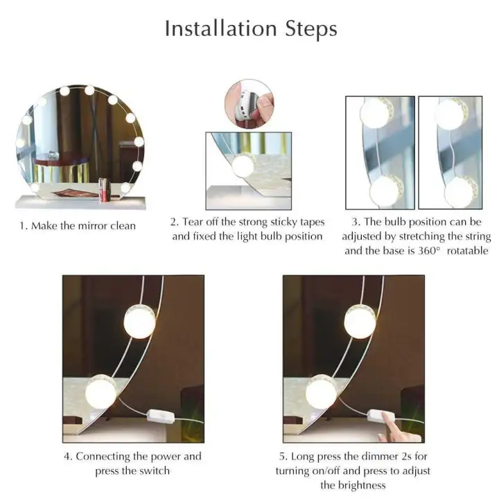 Vanity Mirror Led Light Bulbs Kit Usb Charging Port Diy Comestic Led Light Bulbs Kit Usb Charging Port