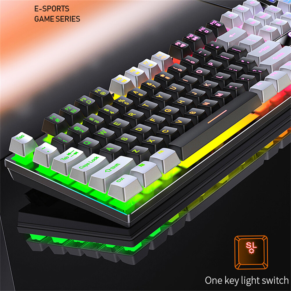 【🔥Hot Sale】K500 104 Keys Gaming Keyboard Wired Color-blocking Backlight Mechanical Feel Desktop Computer Keyboard For Desktop Laptop