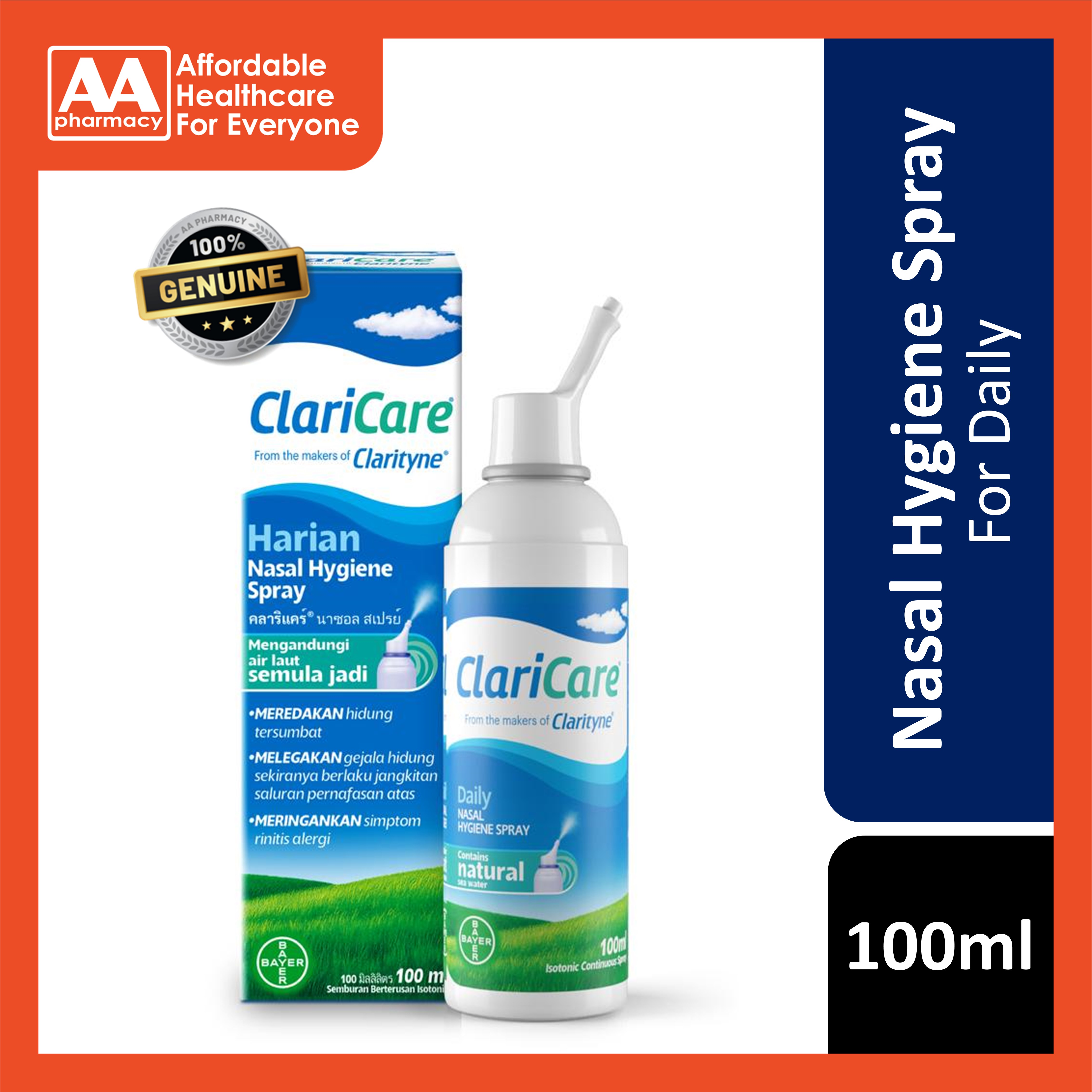 Claricare Nasal Hygiene Spray Daily 100mL | Lazada