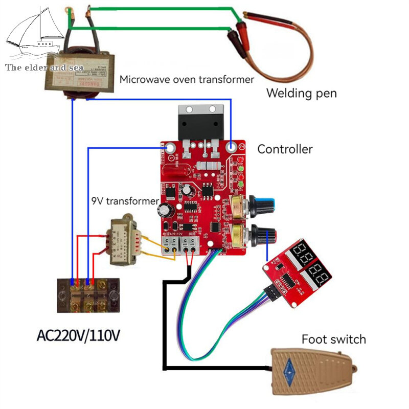 Bảng Điều Khiển Máy Hàn Điểm Mới Ny-d01 Bảng Điều Khiển Dòng Thời Gian Hàn Điểm Màn Hình Kỹ Thuật Số 100A/40A Linh Kiện Tự Làm