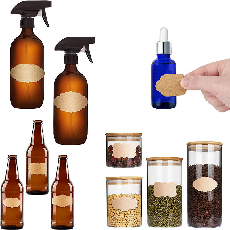 300Pcs/Roll Office Kraft Paper Stickers Food Jar For Classification Label Packaging Baking