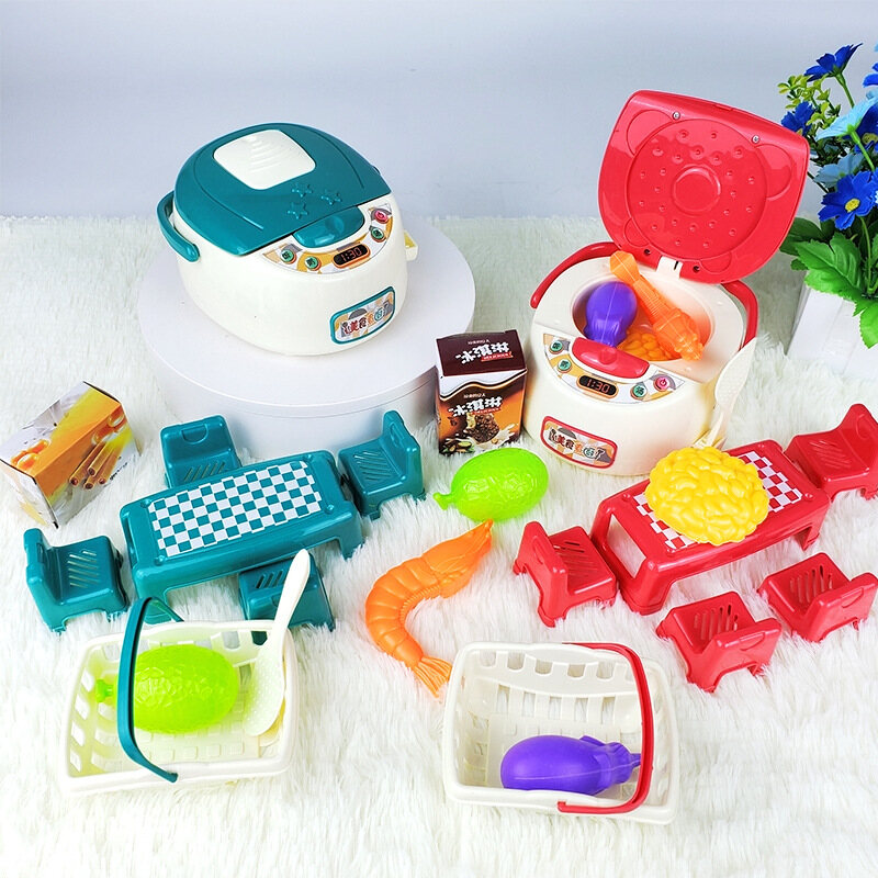 HYG play house toy kitchen toy cooking set Kids Kitchen Toys Simulation Electric Rice Cooker Interactive Toy pretend to be a family game Mini Kitchen Food Play House Role Playing Girls Toys
