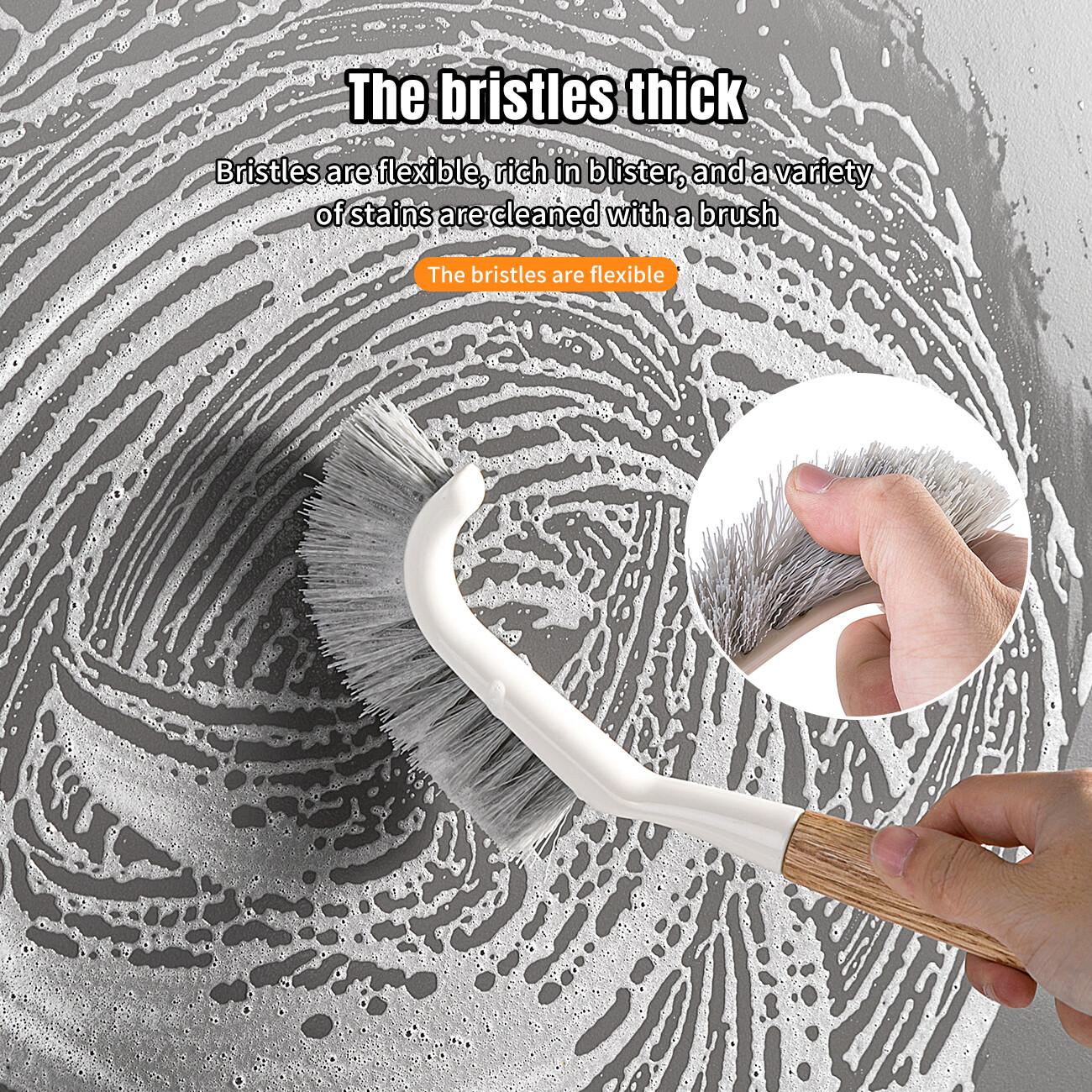 Homenhome Long Handle Fine Bristle Silicone Handle Hanging Stain Brush