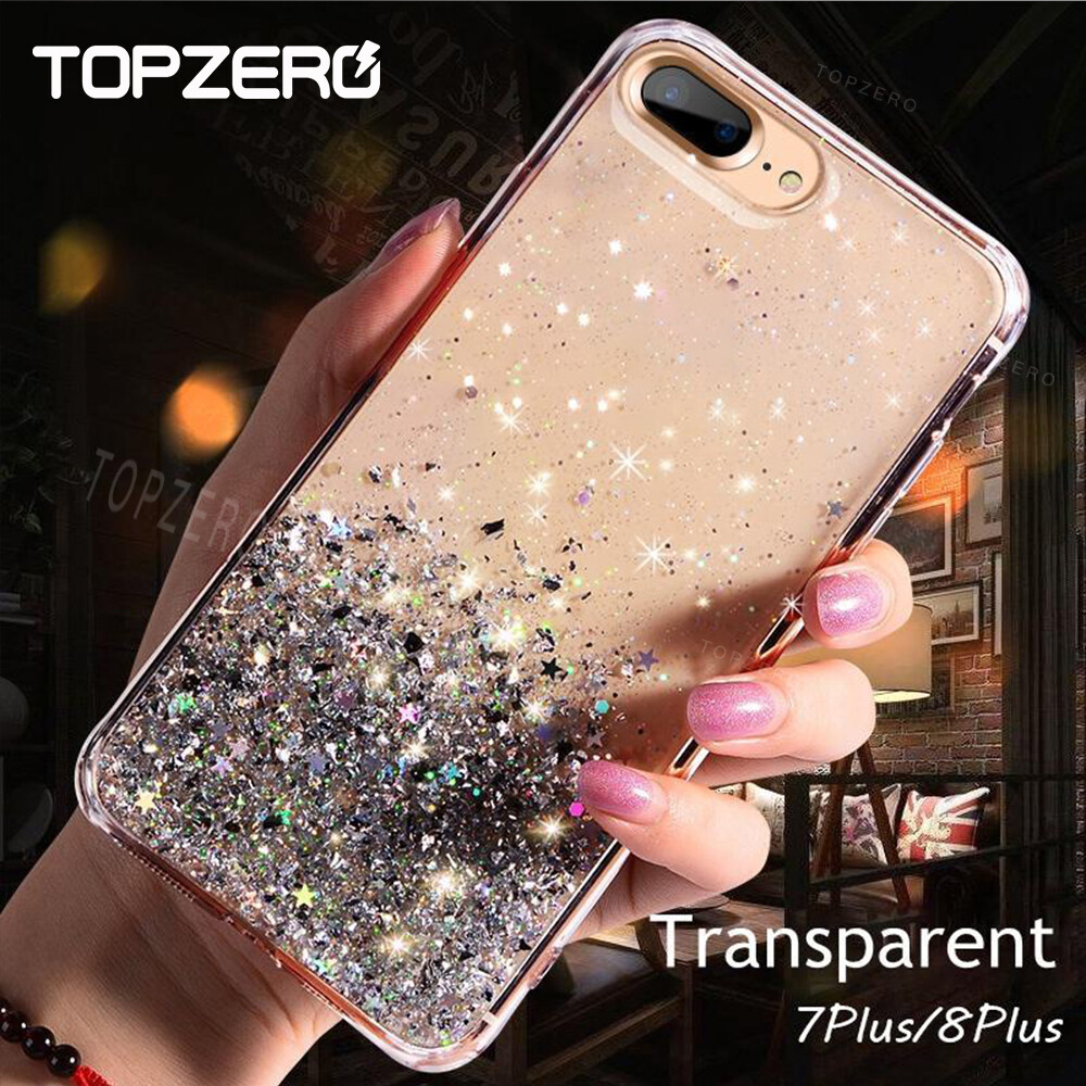 TOPZERO Luxury Bling Star Phone Cases For iPhone 7 8 Plus 11 12 Pro Max Soft Silicone Glitter Cover Case Coque For iPhone XS Max X XS XR