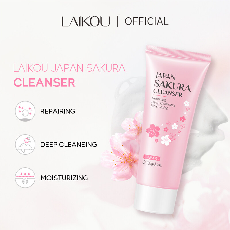 LAIKOU Sakura Foam Cleanser Whitening Face Wash Deep Cleansing 100g