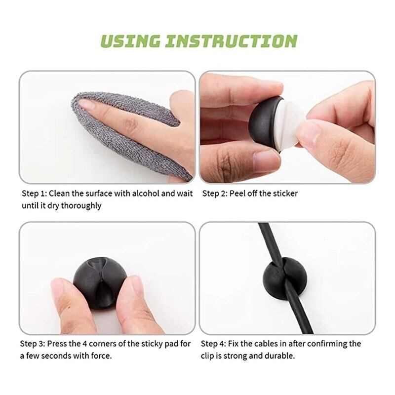 20/5PCS Data Cable Desktop Wall Mount Cable Fixing Clips/ Dust Management Cable Holder/ Storage Organizer Supplies