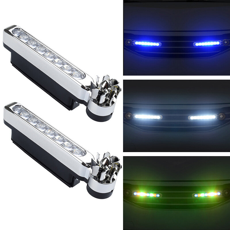 1Pcs LED Wind Powered Vehicle Lights Car Lamp No Need External Power Supply Car Daytime Running Lights with Rotating Fan