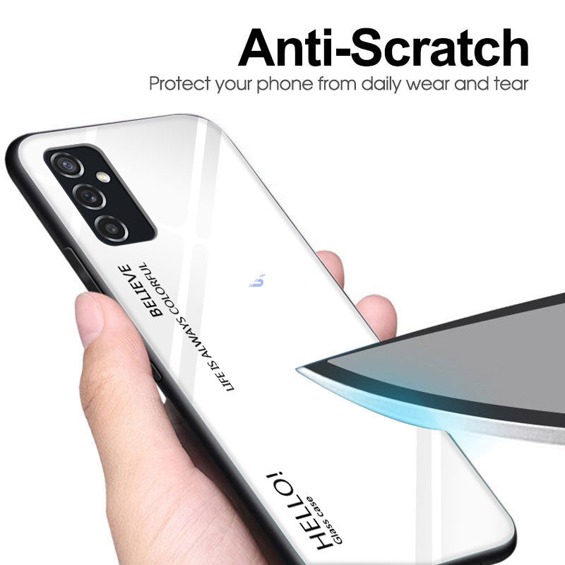 Đối với Samsung Galaxy M52 5G Vỏ bằng kính cường lực Gradient chống va đập Vỏ bảo vệ toàn diện Mặt sau