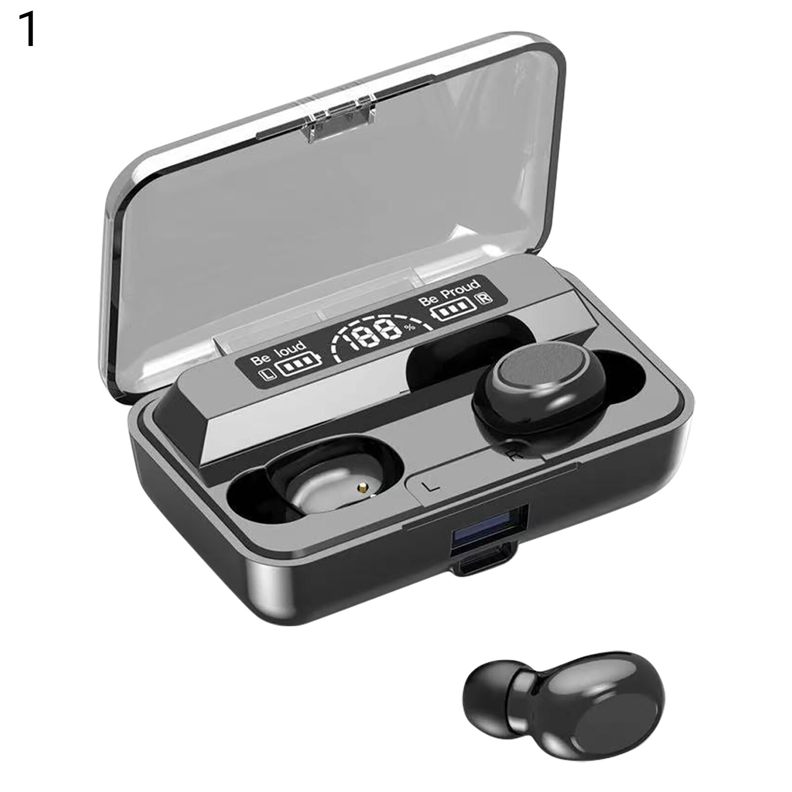 F9 Bluetooth-compatible Earphone Ergonomic Digital Display In-ear Button/Touch Control Wireless Earbud for Music Bluetooth-compatible Earbud Noise