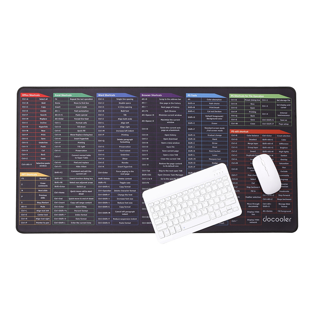 Docooler Oversized Gaming Mouse Pad Keyboard Shortcuts Mouse Pad Computer Office Waterproof Non-slip Large Desk Pad