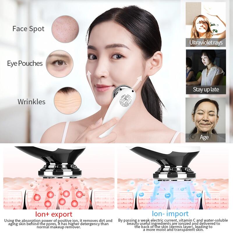 Instrumento de belleza instrumento de introducción con luz facial de iones EMS instrumento de belleza instrumento para el cuidado de la piel rejuvenecimiento de la piel con microcorriente_voghion.com