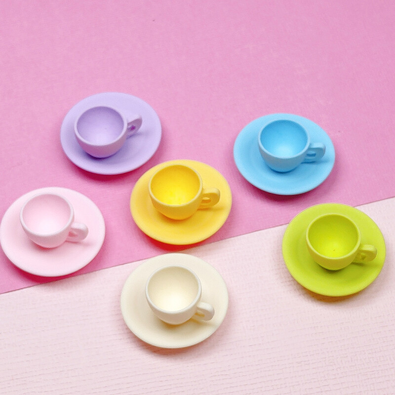 Blowing Miniature Dollhouse Afternoon Tea Cup Saucer Tableware Kitchen Accessories