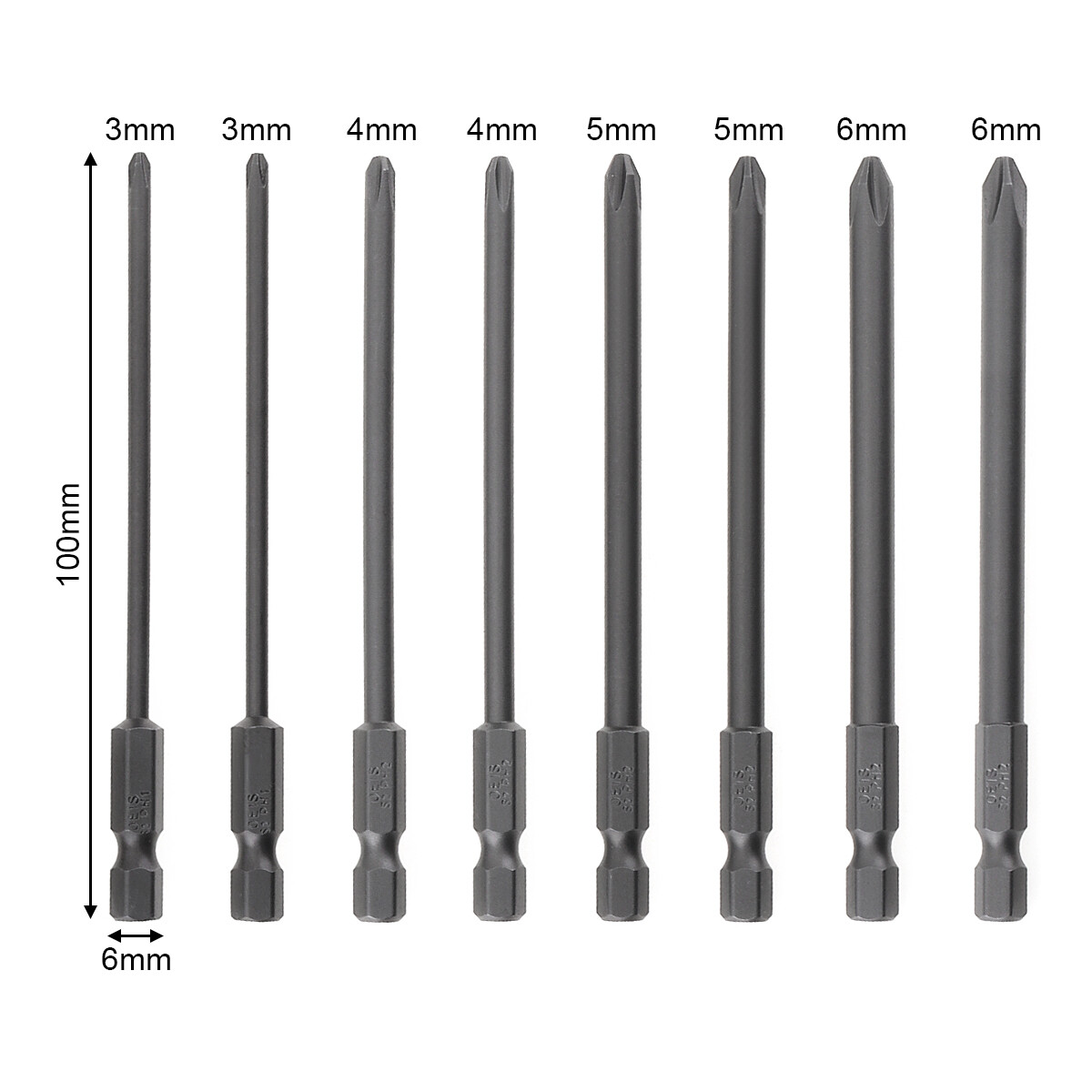 8Pcs/Set Magnetic Cross Screwdriver Bits Electric/Pneumatic Hex Long Screwdriver Bit Power Tool Accessories