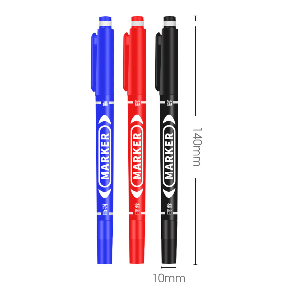 Double Headed Marker Pen 0.5 1.0mm Double Head Oil Ink Permanent Pen Office School Stationery