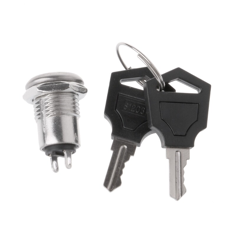 Electric for Key Switch Lock With 2 Keys 2 Positions ON/Off Metal Keylock Switch All Keyed Alike Two Terminals Durable