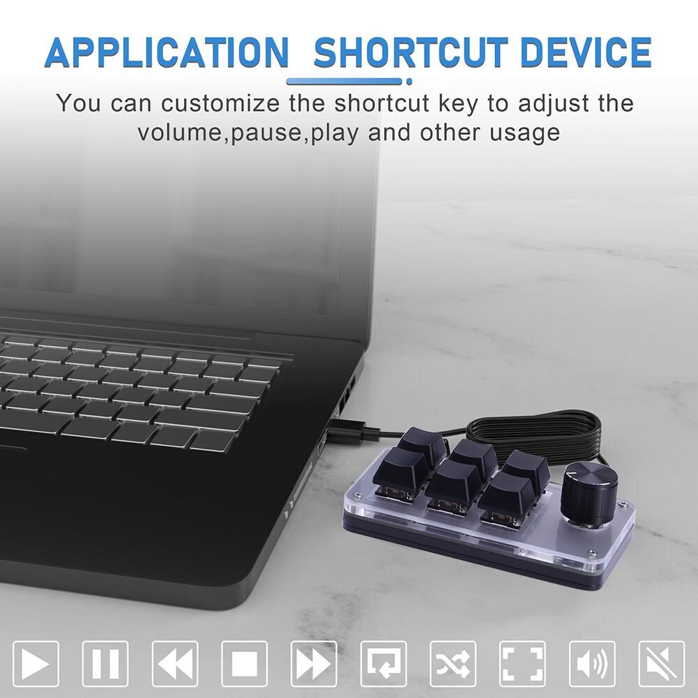 Núm Bàn Phím Macro RGB 6 Phím 1 Núm Bàn Phím Cơ Lập Trình Được Để Chơi Game