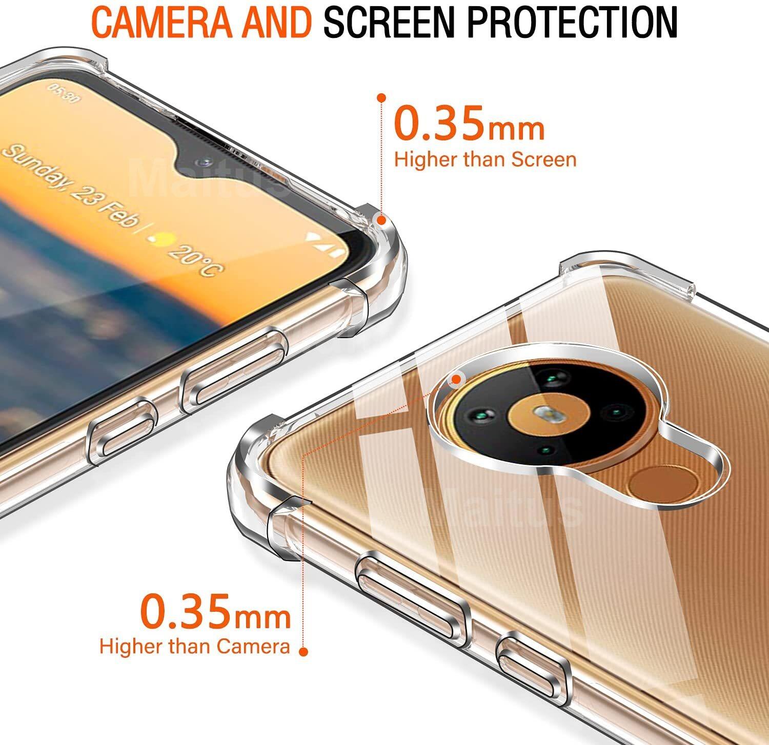 Dành Cho Nokia 5.3 Ốp Lưng + 3 Tấm Kính Cường Lực Bảo Vệ Màn Hình, Ốp Bảo Vệ Điện Thoại Bằng Silicon TPU Mềm Chống Sốc Trong Suốt Siêu Mỏng Với Giảm Xóc Vỏ Bọc Điện Thoại Góc
